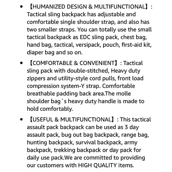 Tactical Sling Bag Pack Military Shoulder Sling - Picture 9 of 9